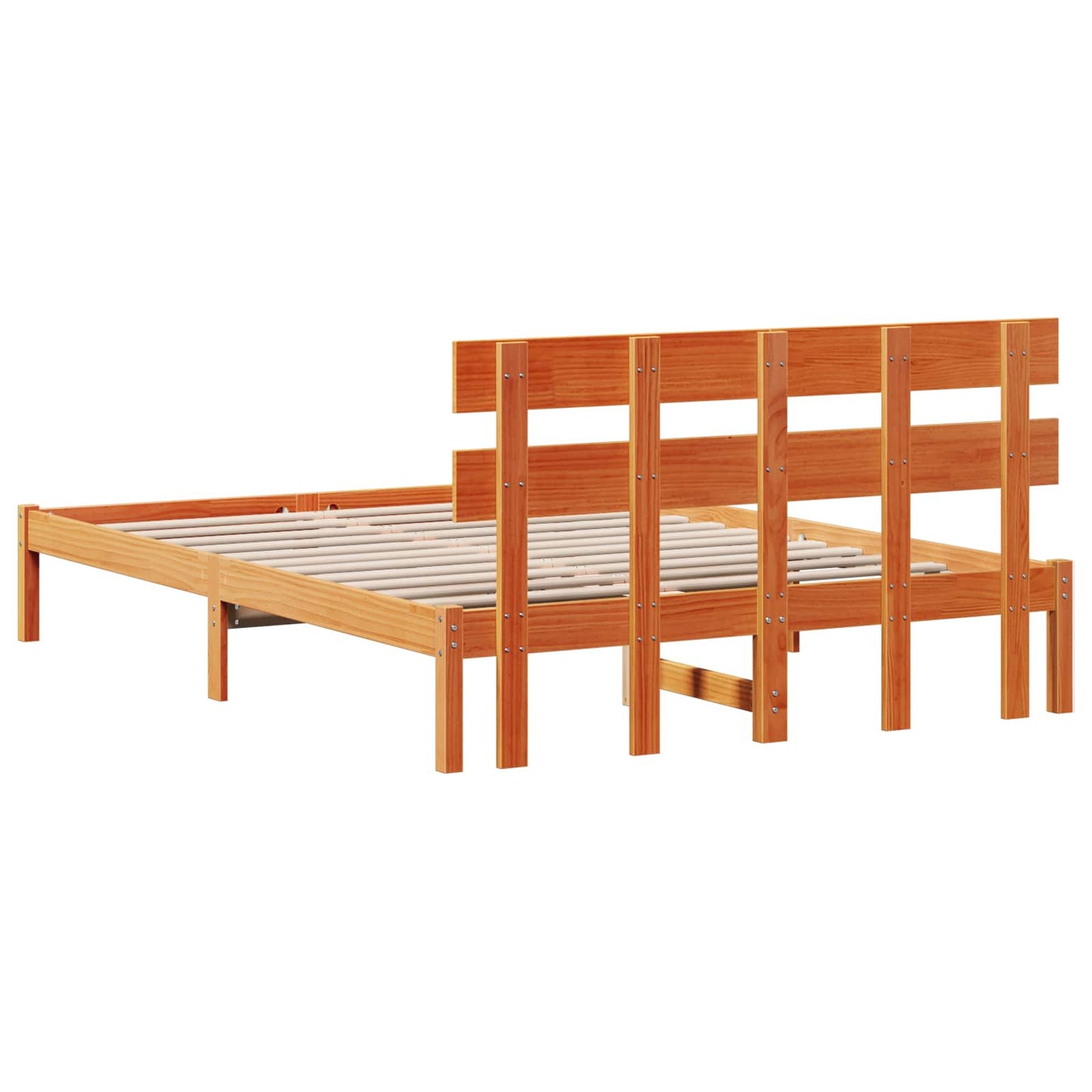 vidaXL Bed Frame with Headboard Brown 150 x 200 cm Solid Pine wood