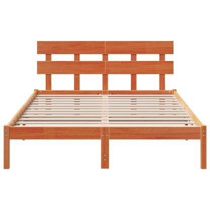 vidaXL Bed Frame with Headboard Brown 150 x 200 cm Solid Pine wood