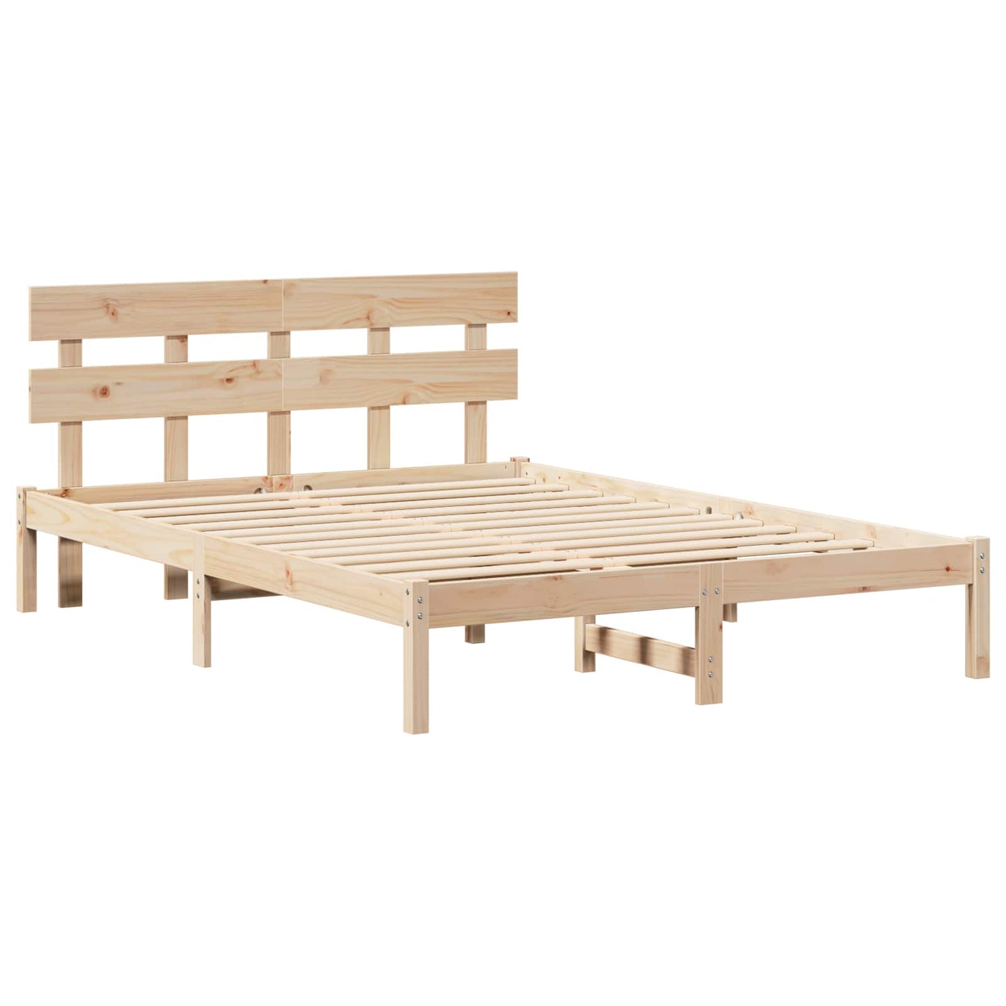 vidaXL Bed Frame with Headboard Brown 140 x 200 cm Solid Pine wood