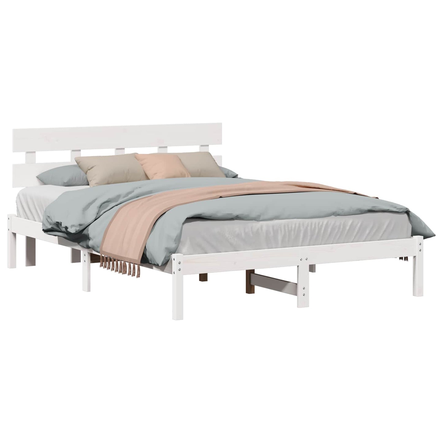vidaXL Bed Frame with Headboard Brown 140 x 200 cm Solid Pine wood