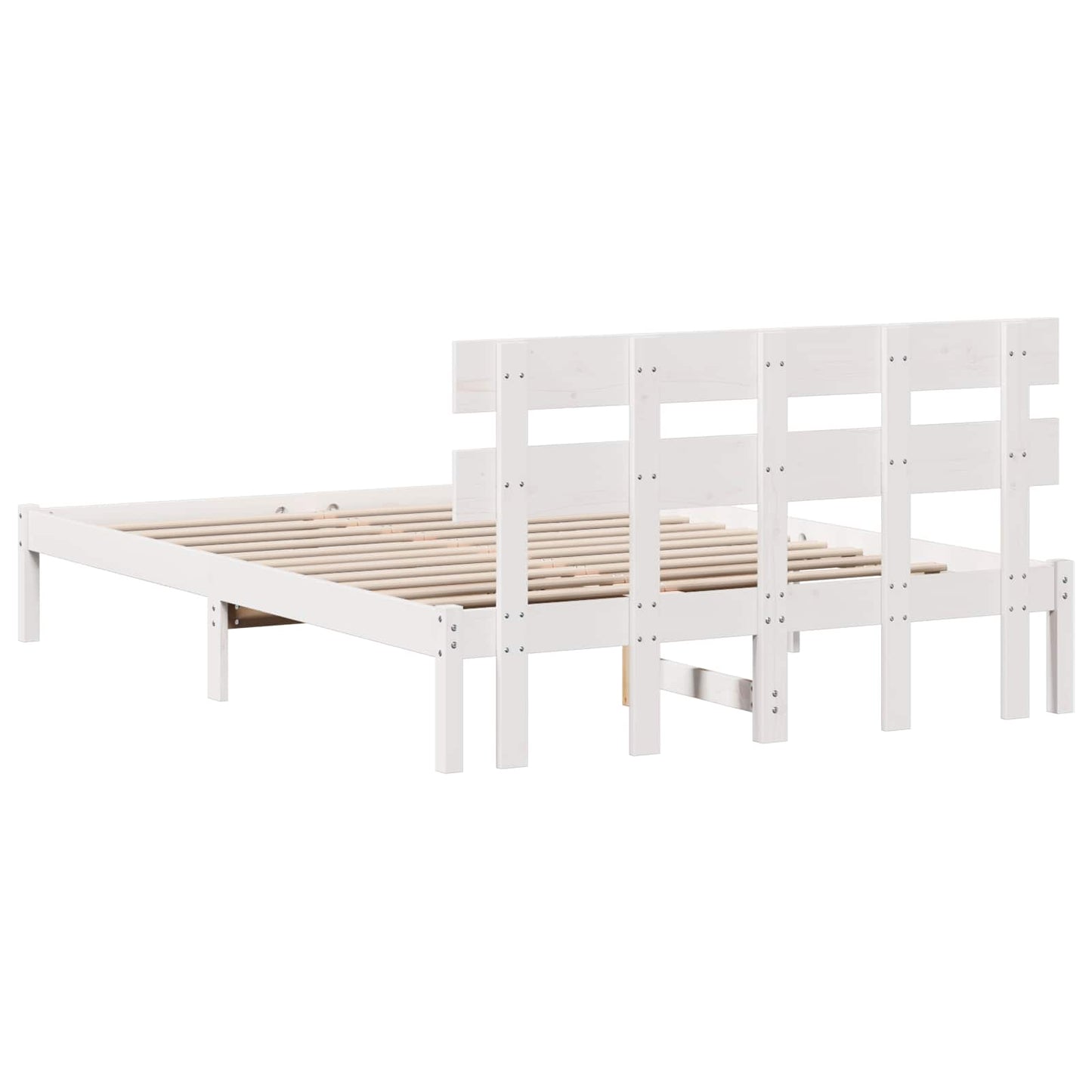 vidaXL Bed Frame with Headboard Brown 140 x 200 cm Solid Pine wood