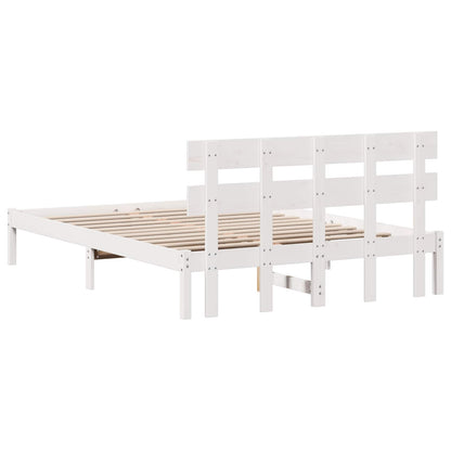vidaXL Bed Frame with Headboard Brown 140 x 200 cm Solid Pine wood