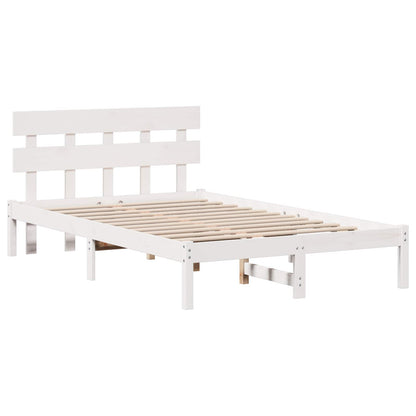 vidaXL Bed Frame with Headboard White 120 x 200 cm Solid Pine wood