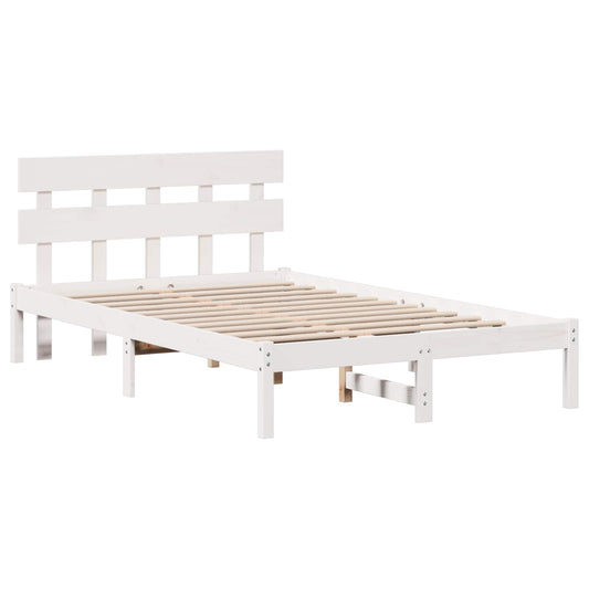 vidaXL Bed Frame with Headboard White 120 x 200 cm Solid Pine wood