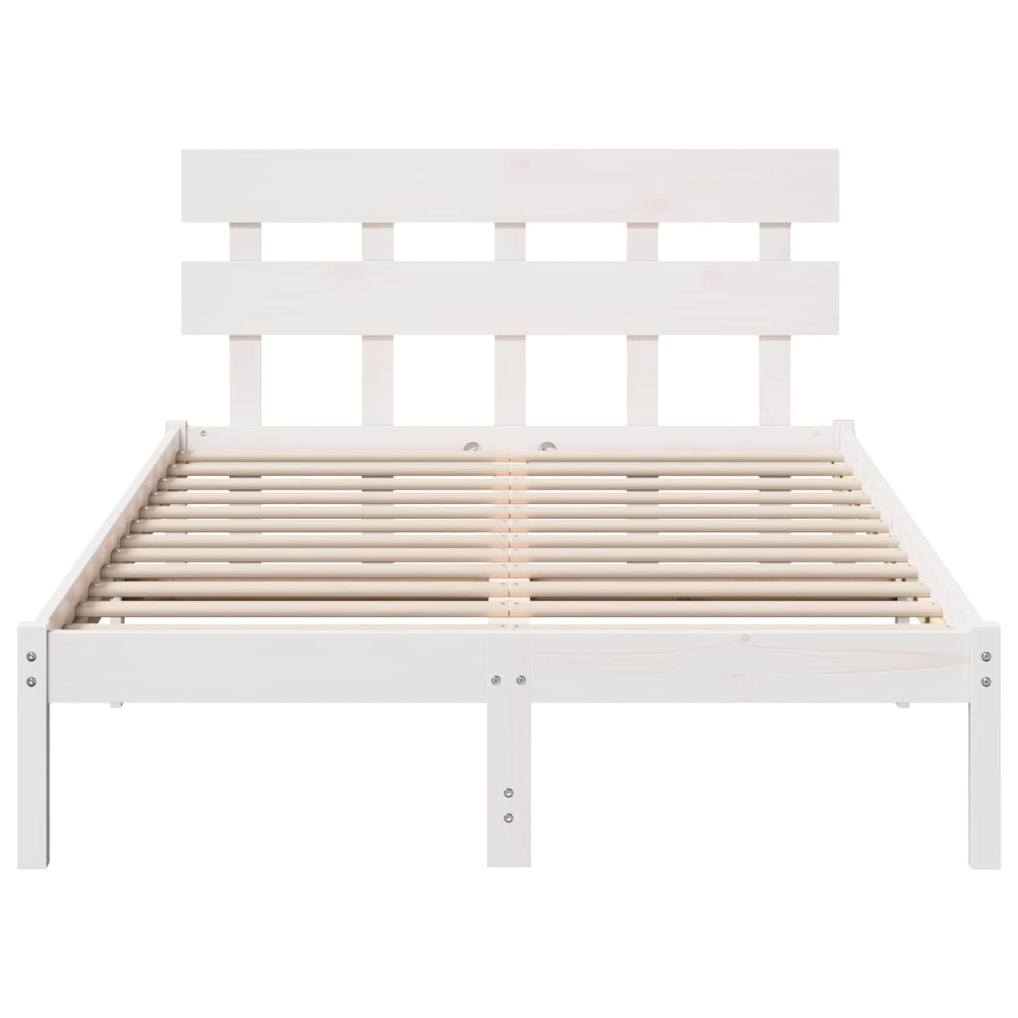 vidaXL Bed Frame with Headboard White 120 x 200 cm Solid Pine wood