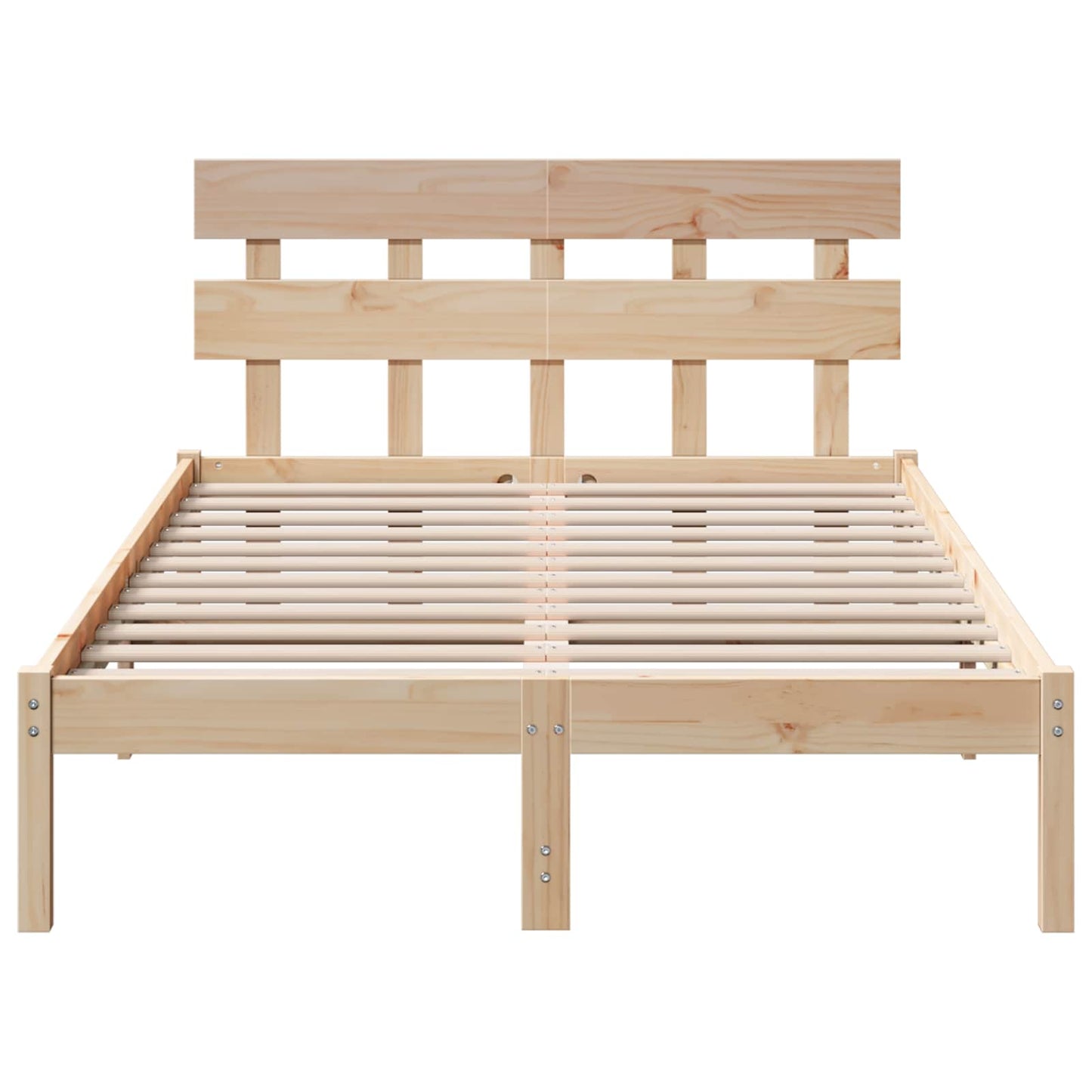vidaXL Bed Frame with Headboard Brown 120 x 190 cm Solid Pine wood