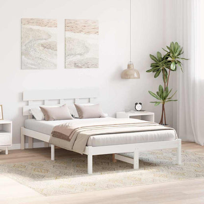 vidaXL Bed Frame with Headboard White 120 x 190 cm Solid Pine wood