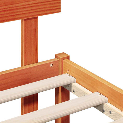 vidaXL Bed Frame with Headboard Brown 120 x 190 cm Solid Pine wood