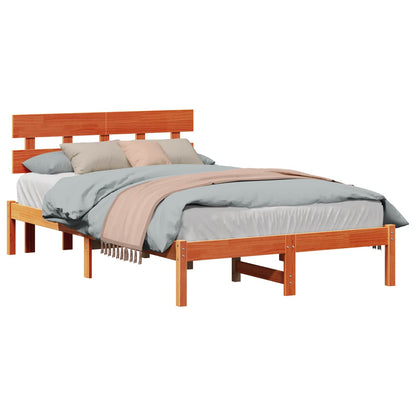 vidaXL Bed Frame with Headboard Brown 120 x 190 cm Solid Pine wood