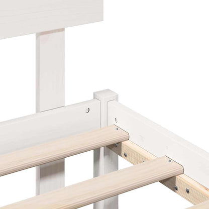 vidaXL Bed Frame with Headboard White 140 x 190 cm Solid Pine wood