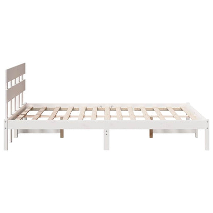 vidaXL Bed Frame with Headboard White 140 x 190 cm Solid Pine wood