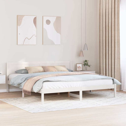 vidaXL Bed Frame White 200 x 200 cm Solid Pine wood