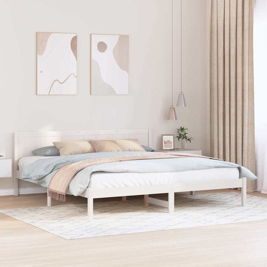 vidaXL Bed Frame White 200 x 200 cm Solid Pine wood