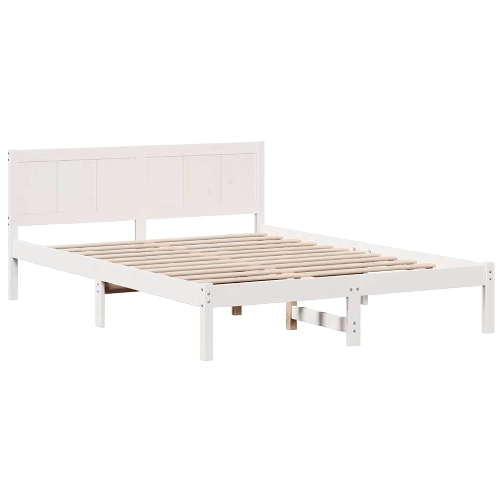 vidaXL Bed Frame White 160 x 200 cm Solid Pine wood