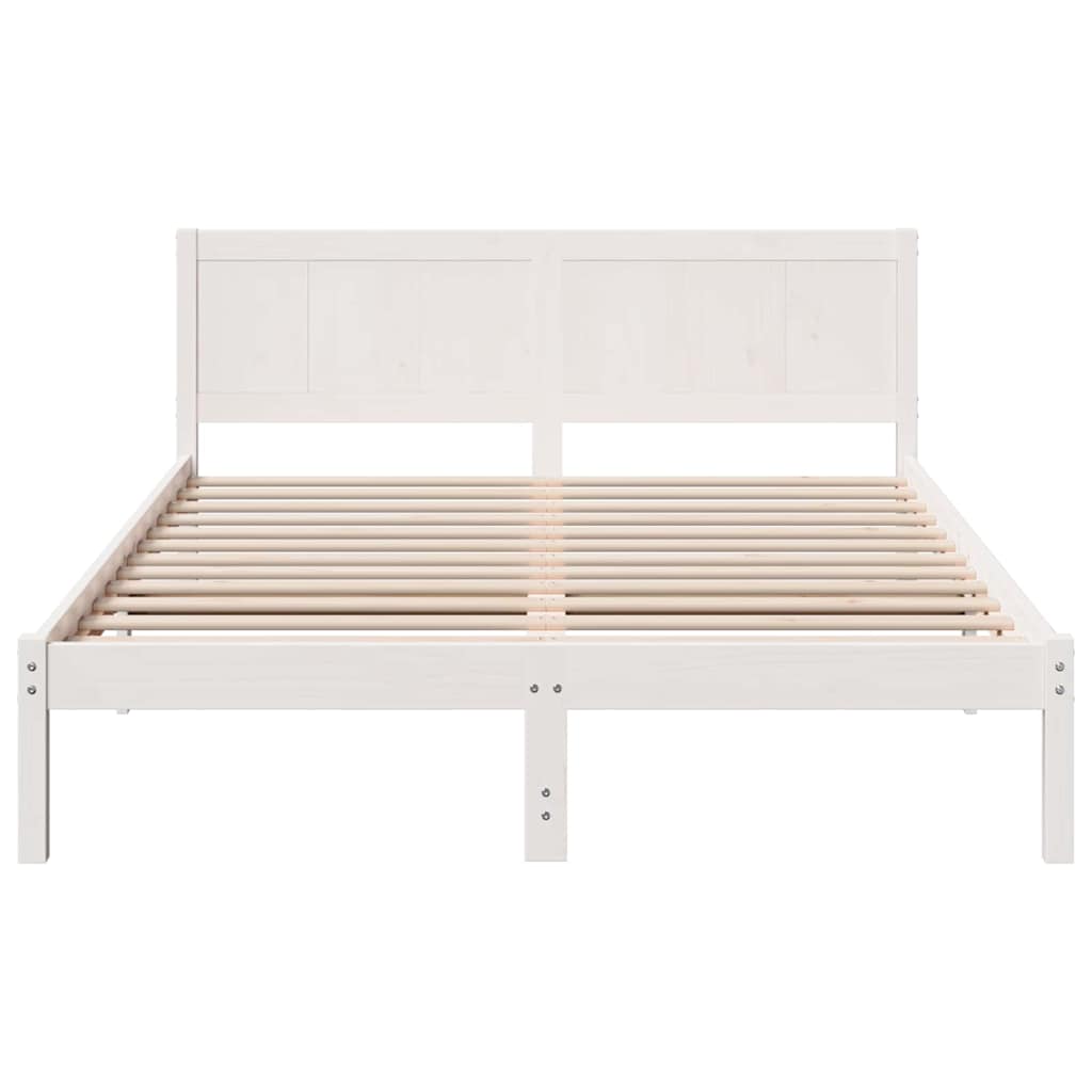vidaXL Bed Frame White 140 x 200 cm Solid Pine wood