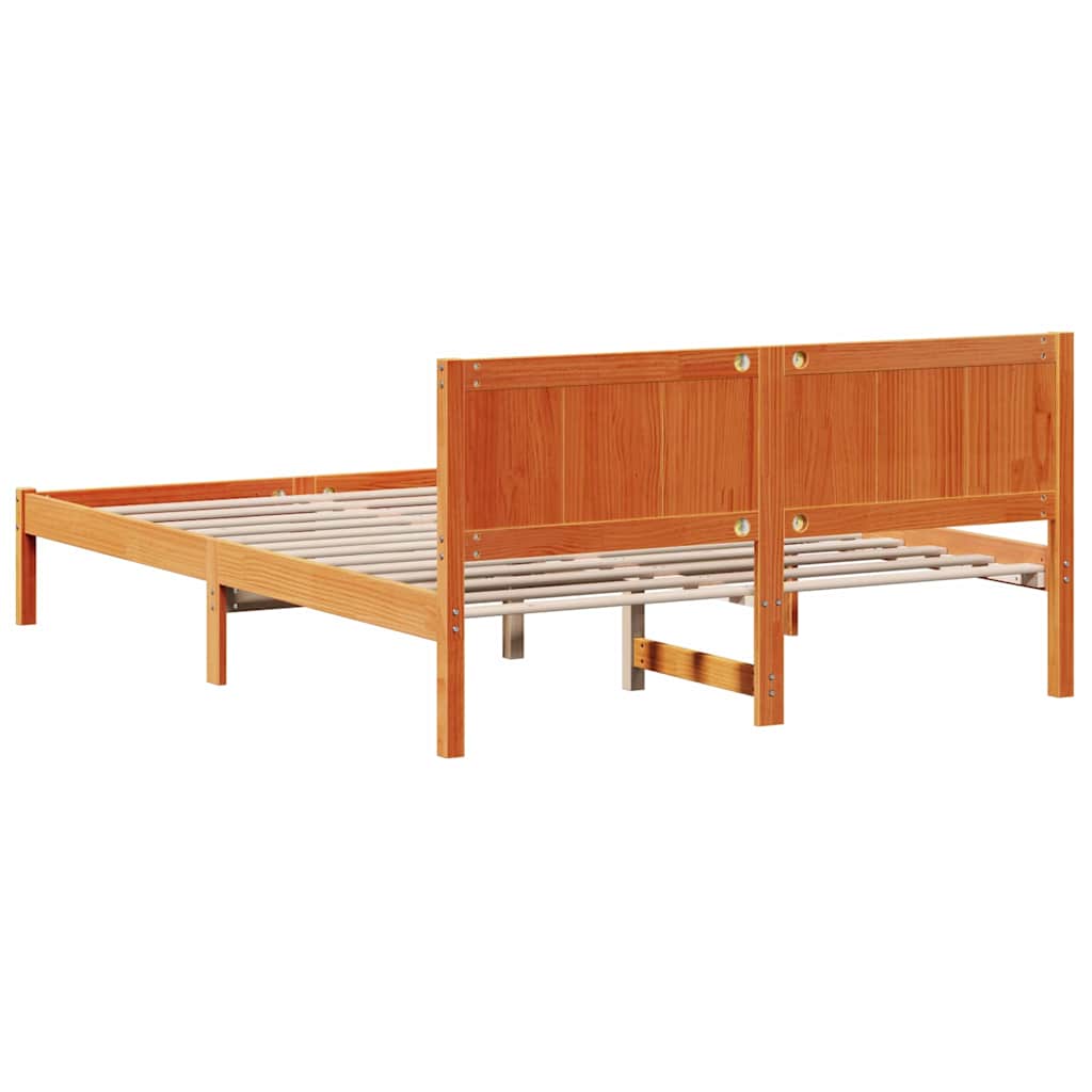 vidaXL Bed Frame Brown 140 x 200 cm Solid Pine wood