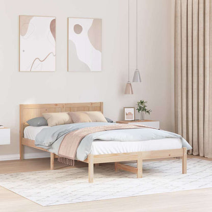 vidaXL Bed Frame Brown 140 x 190 cm Solid Pine wood