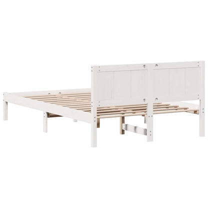 vidaXL Bed Frame White 140 x 190 cm Solid Pine wood