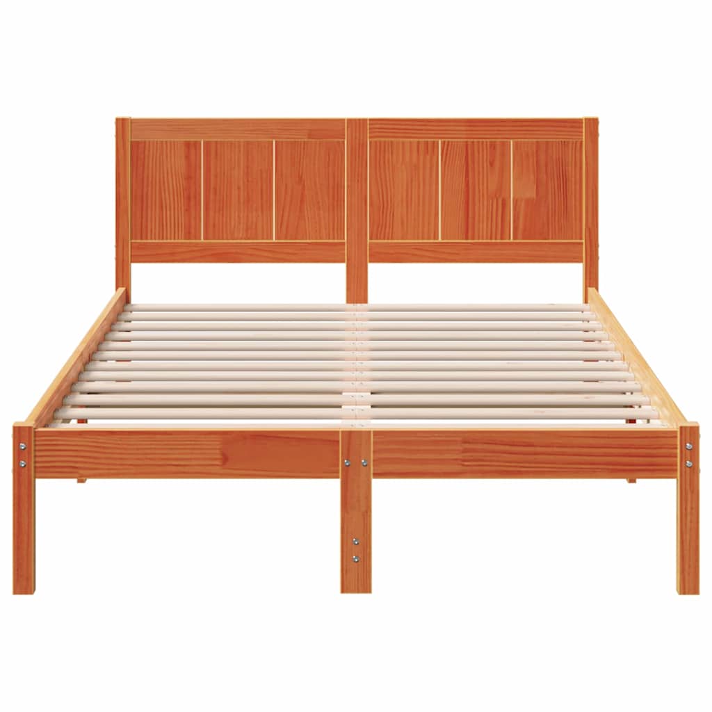 vidaXL Bed Frame Brown 140 x 190 cm Solid Pine wood