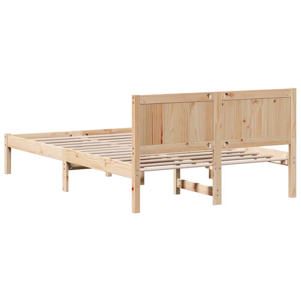 vidaXL Bed Frame Brown 135 x 190 cm Solid Pine wood