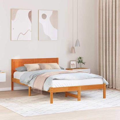 vidaXL Bed Frame Brown 135 x 190 cm Solid Pine wood
