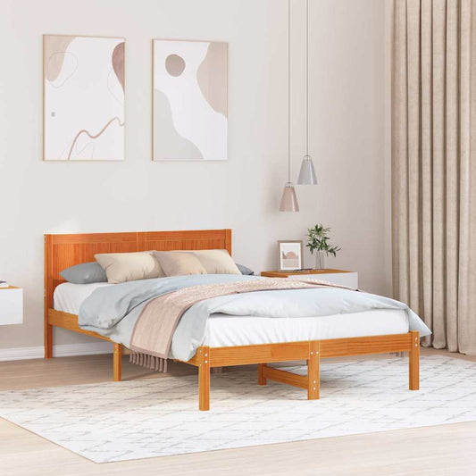 vidaXL Bed Frame Brown 135 x 190 cm Solid Pine wood