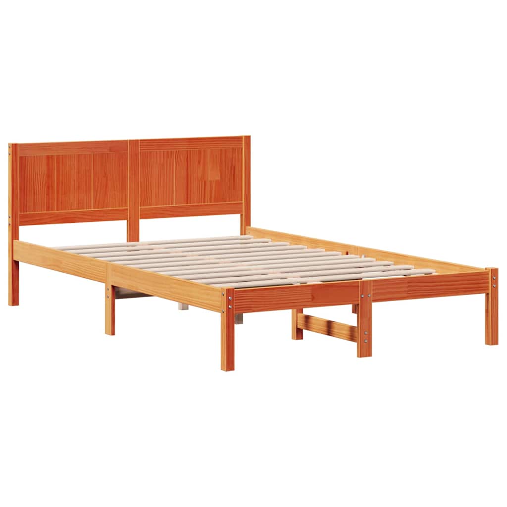 vidaXL Bed Frame Brown 135 x 190 cm Solid Pine wood