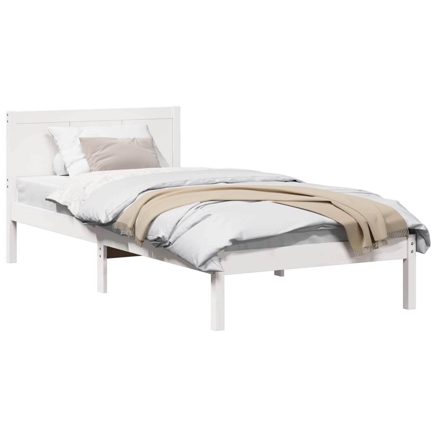 vidaXL Bed Frame White 80 x 200 cm Solid Pine wood