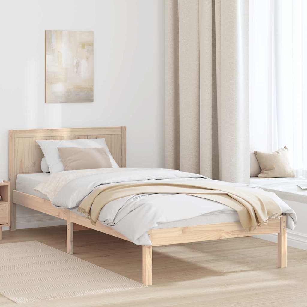 vidaXL Bed Frame Brown 90 x 200 cm Solid Pine wood