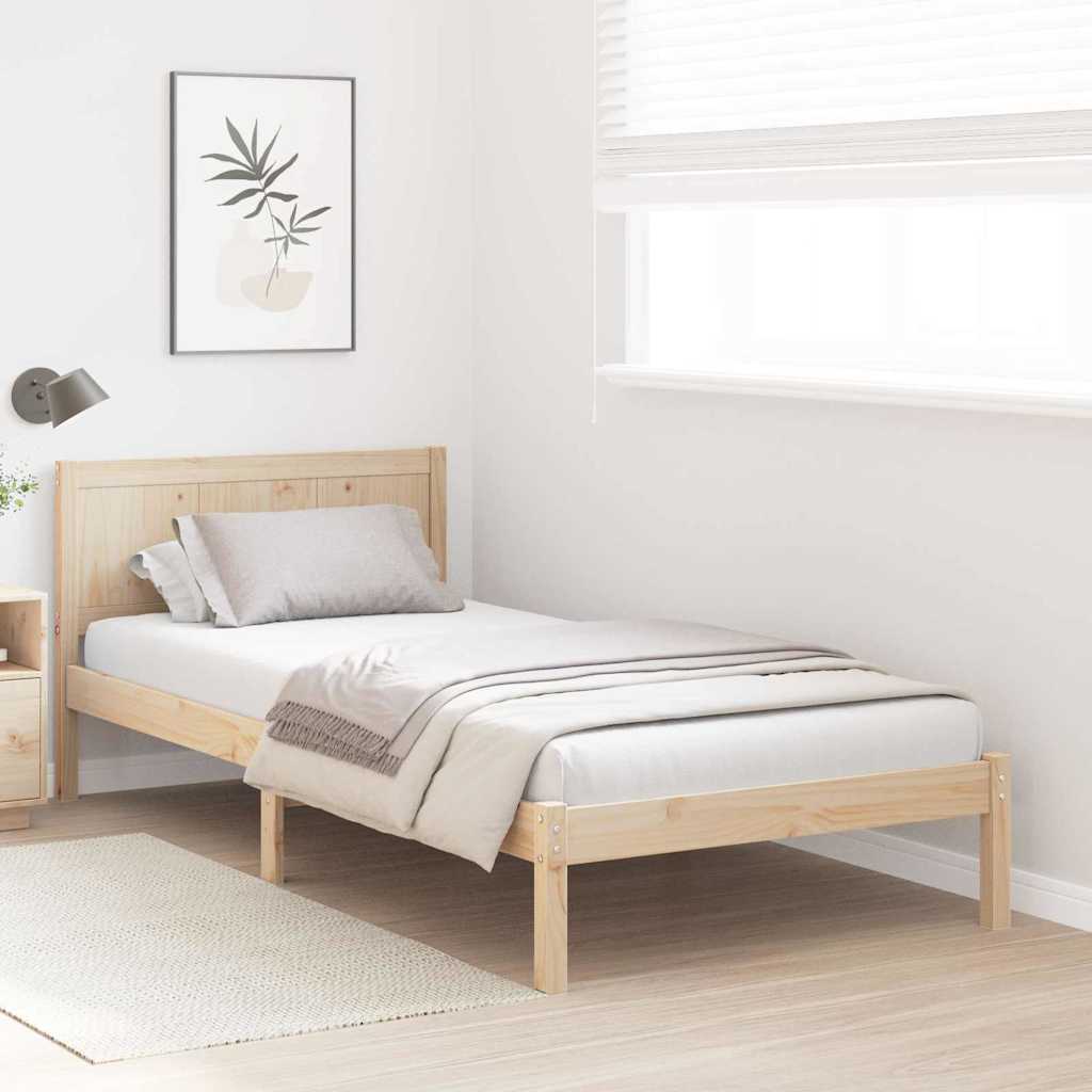 vidaXL Bed Frame Brown 90 x 200 cm Solid Pine wood
