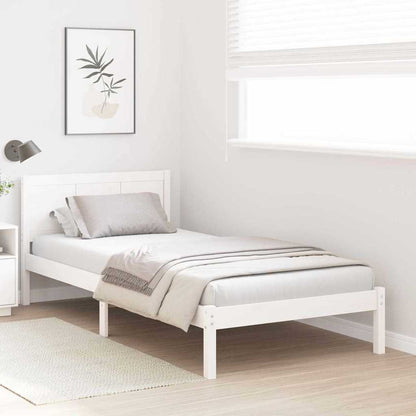 vidaXL Bed Frame White 90 x 200 cm Solid Pine wood