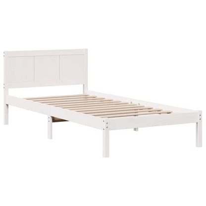 vidaXL Bed Frame White 90 x 200 cm Solid Pine wood