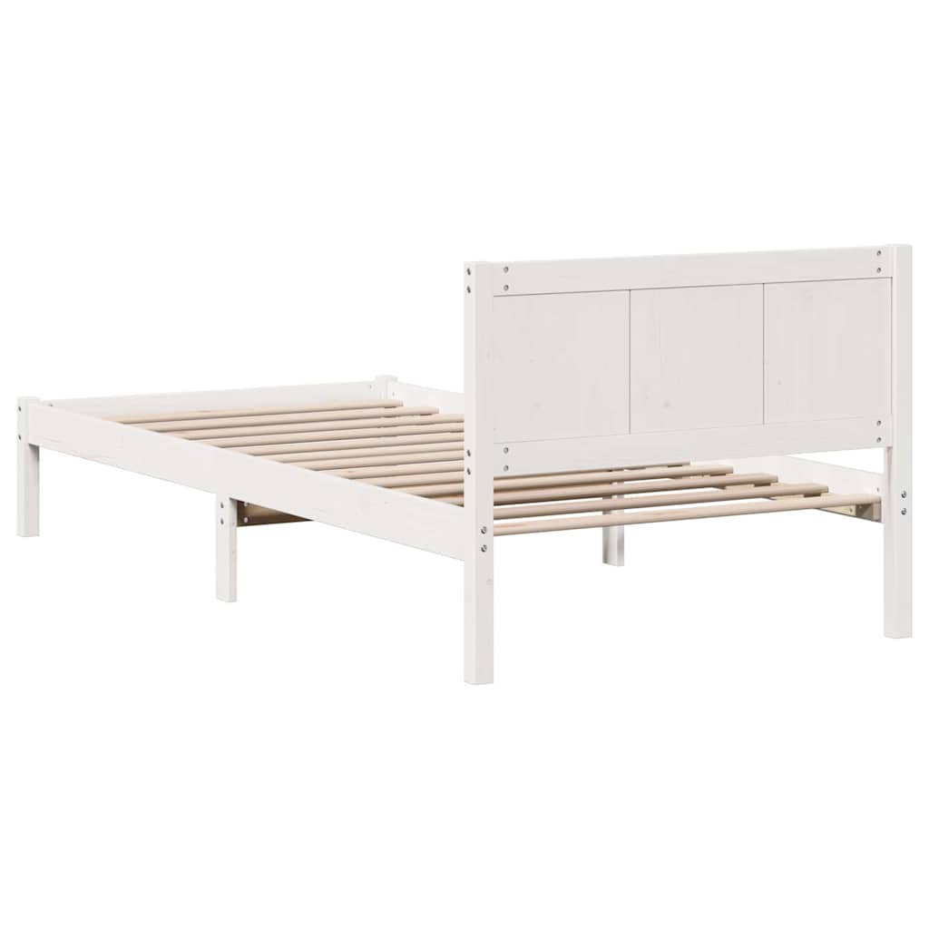 vidaXL Bed Frame White 90 x 200 cm Solid Pine wood
