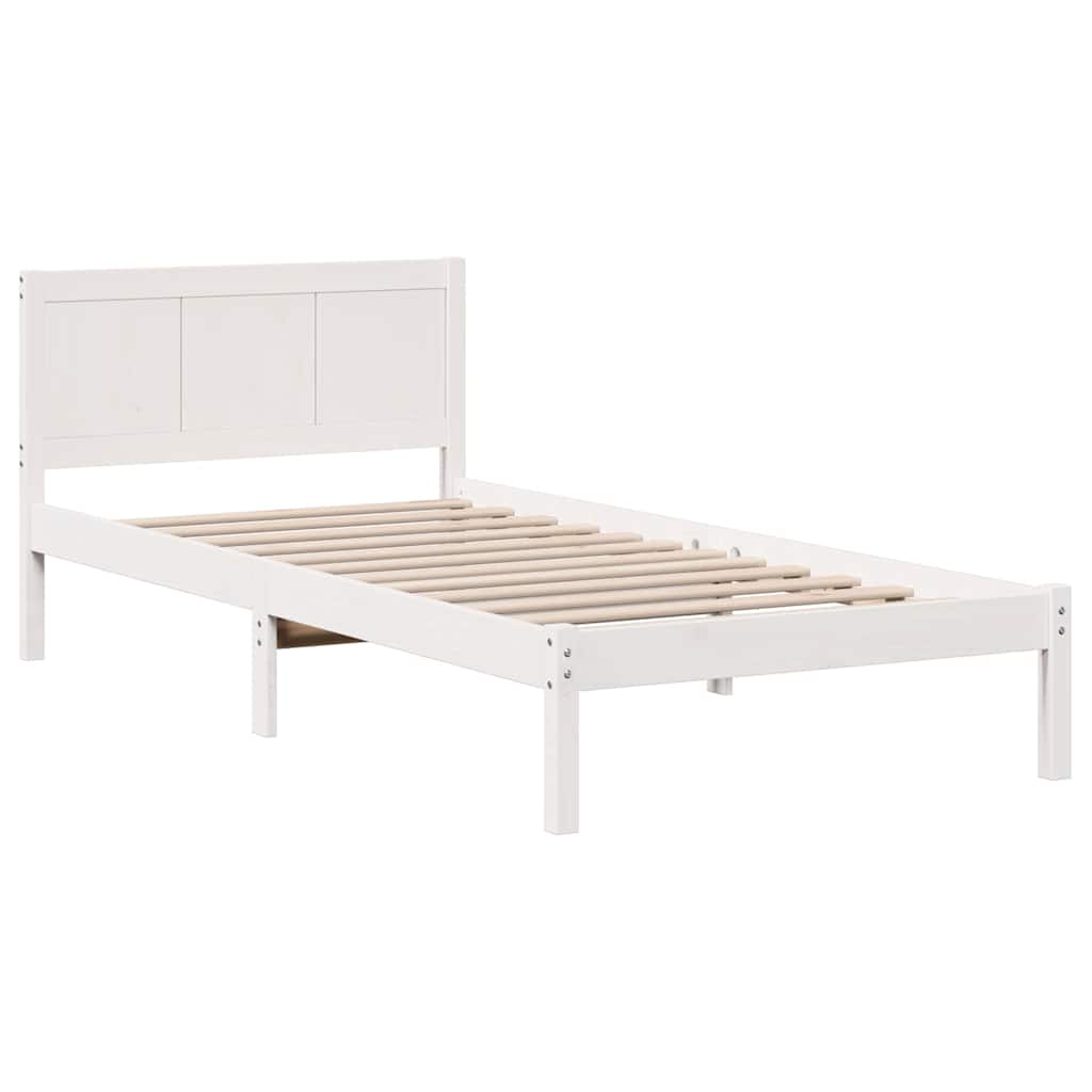vidaXL Bed Frame White 75 x 190 cm Solid Pine wood