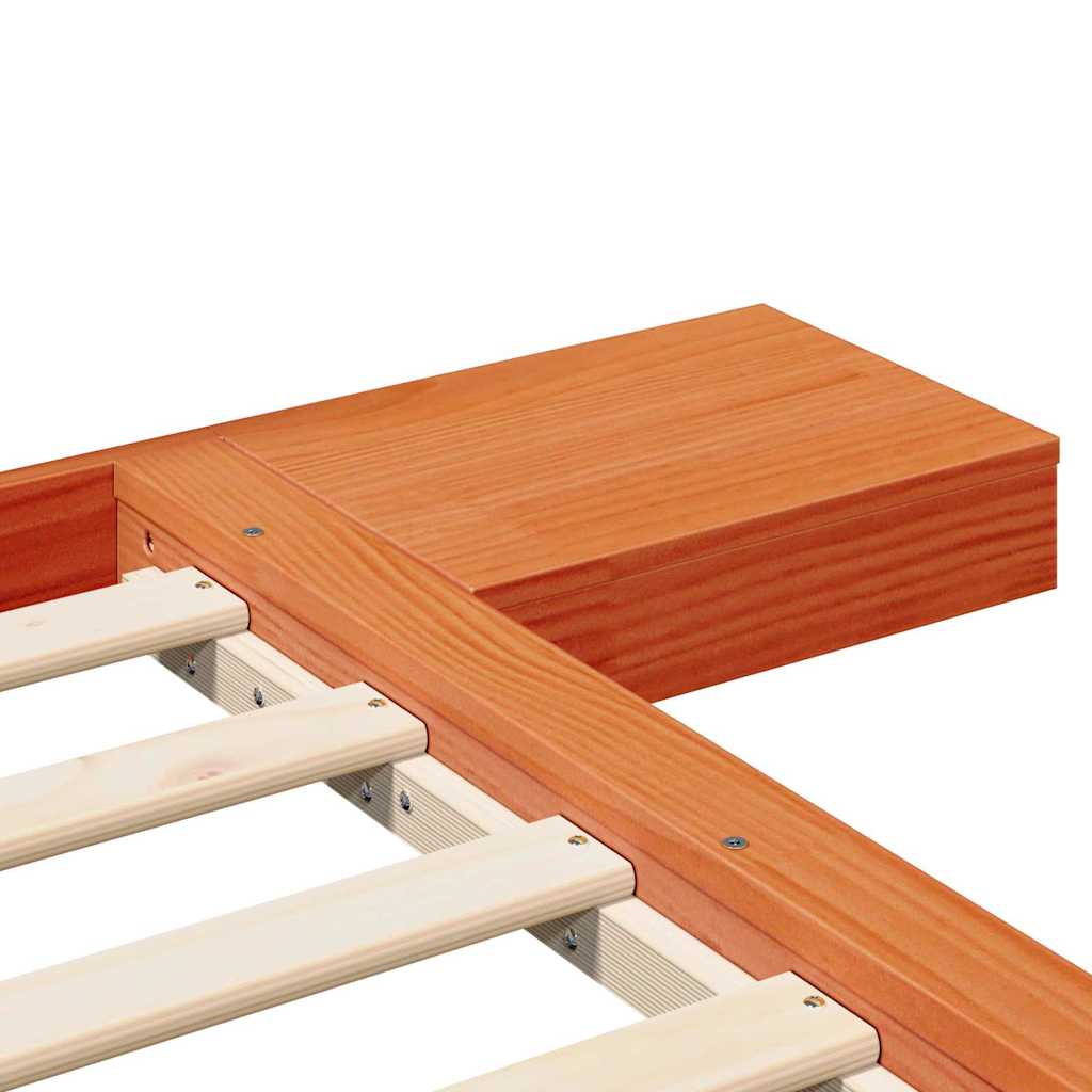 vidaXL Bed Frame with Headboard with Storage Brown 140 x 200 cm Wood