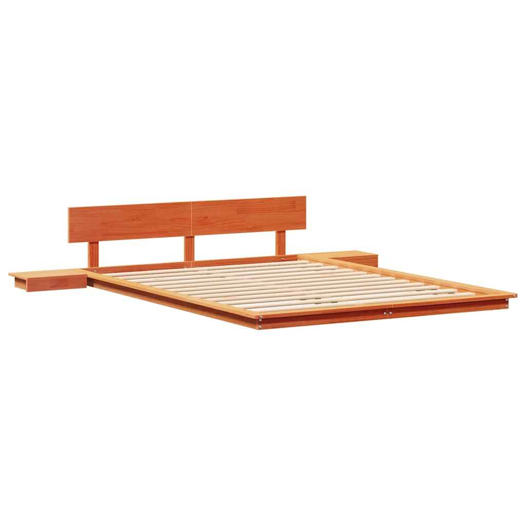 vidaXL Bed Frame with Headboard with Storage Brown 140 x 200 cm Wood