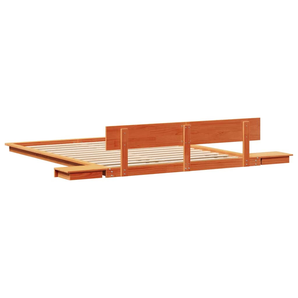 vidaXL Bed Frame with Headboard with Storage Brown 140 x 200 cm Wood