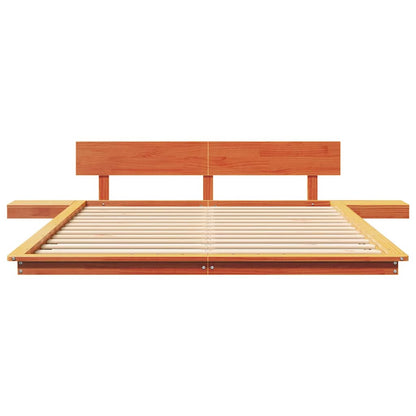 vidaXL Bed Frame with Headboard with Storage Brown 140 x 200 cm Wood
