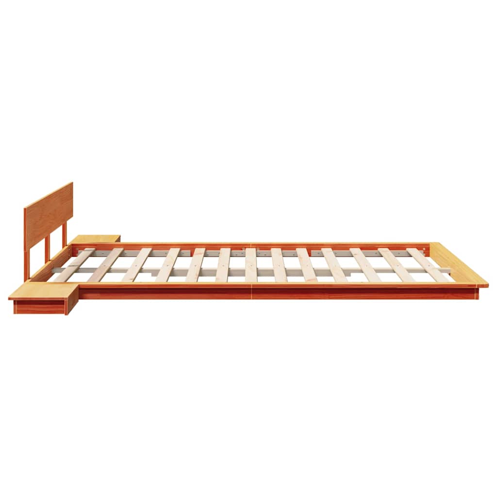 vidaXL Bed Frame with Headboard with Storage Brown 140 x 200 cm Wood