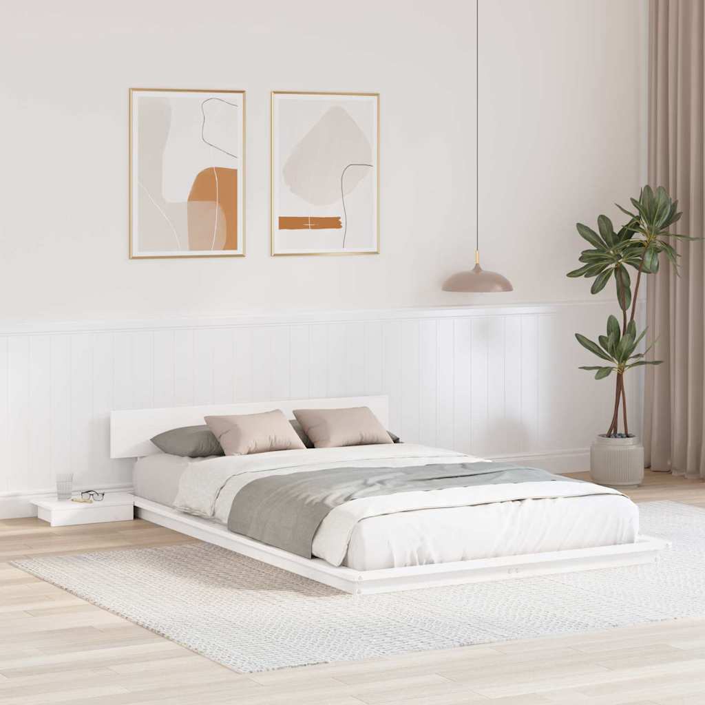 vidaXL Bed Frame with Headboard with Storage Brown 135 x 190 cm Wood