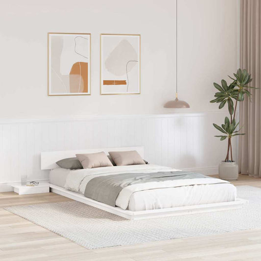 vidaXL Bed Frame with Headboard with Storage Brown 135 x 190 cm Wood