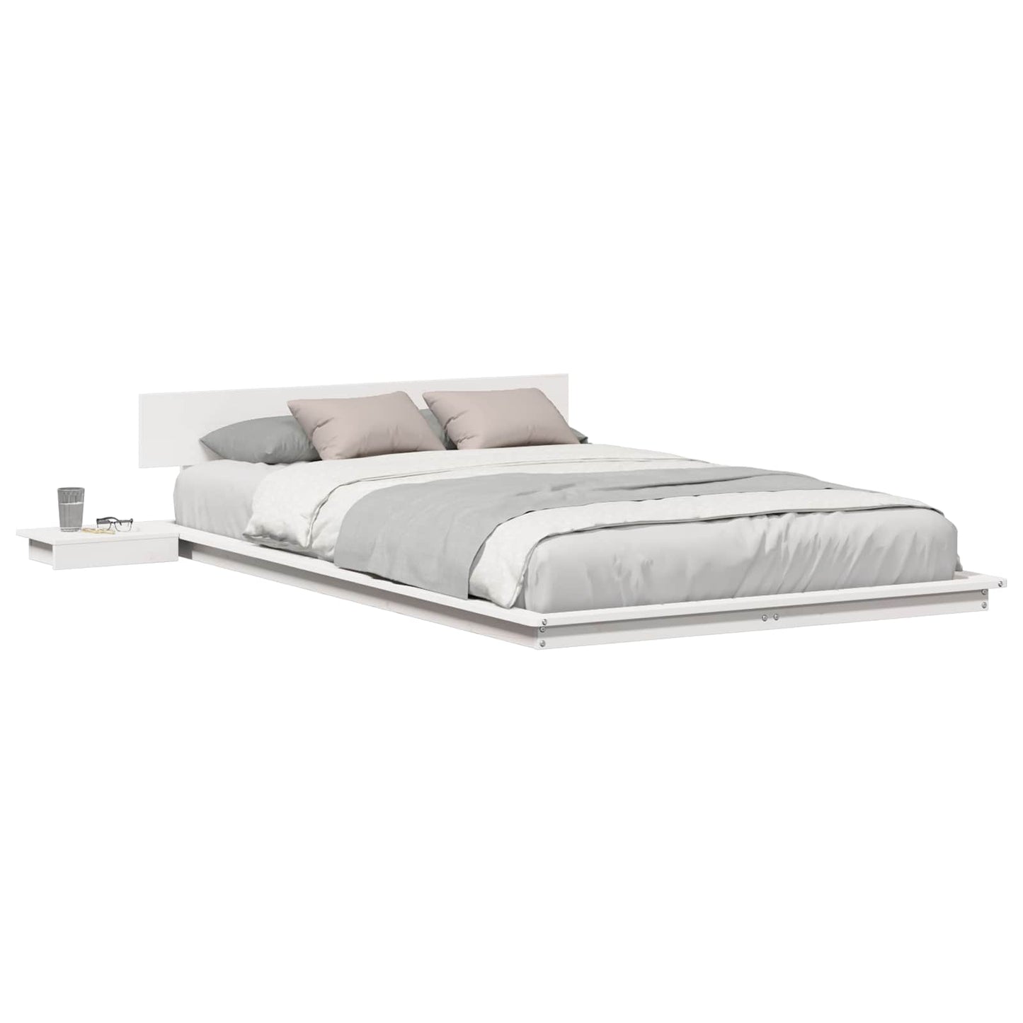 vidaXL Bed Frame with Headboard with Storage Brown 135 x 190 cm Wood