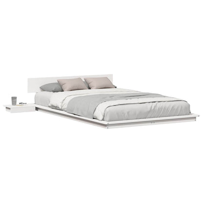 vidaXL Bed Frame with Headboard with Storage Brown 135 x 190 cm Wood