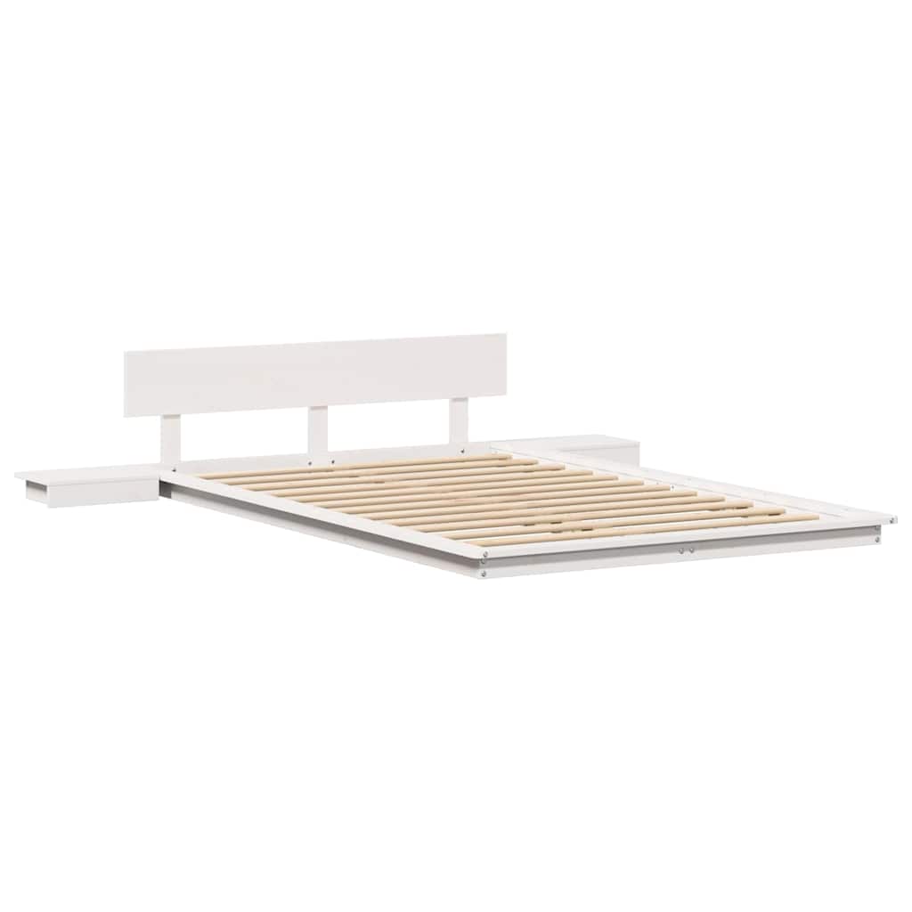 vidaXL Bed Frame with Headboard with Storage Brown 135 x 190 cm Wood