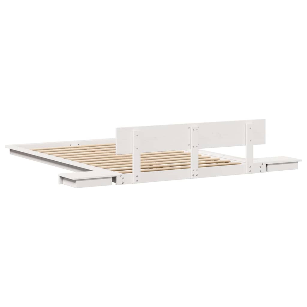 vidaXL Bed Frame with Headboard with Storage Brown 135 x 190 cm Wood