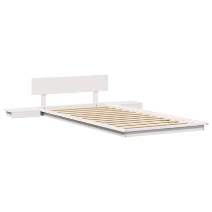 vidaXL Bed Frame with Headboard with Storage White 100 x 200 cm Wood
