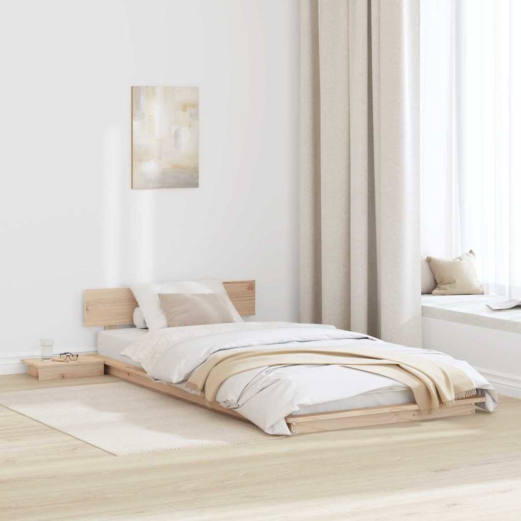 vidaXL Bed Frame with Headboard with Storage Brown 90 x 200 cm Wood