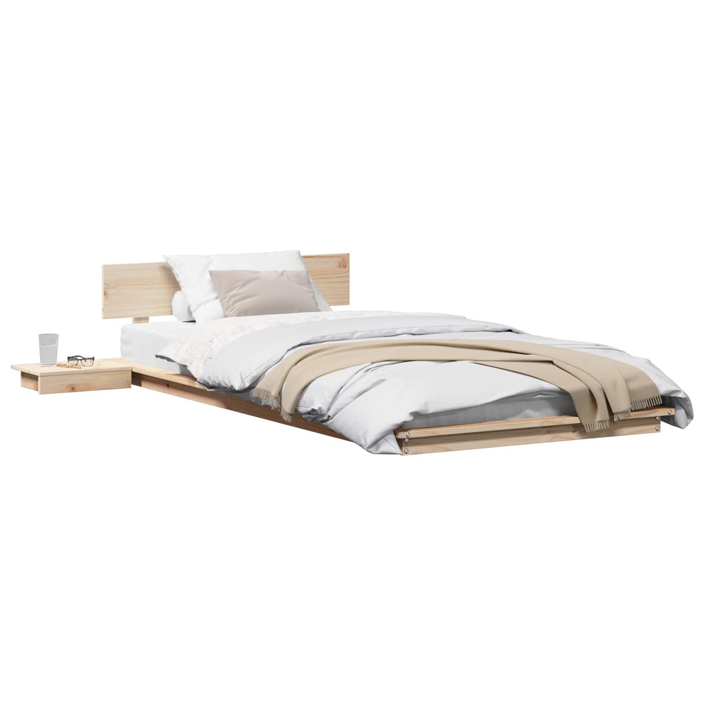 vidaXL Bed Frame with Headboard with Storage Brown 90 x 200 cm Wood
