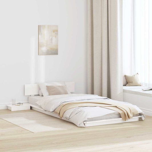 vidaXL Bed Frame White 90 x 190 cm Wood