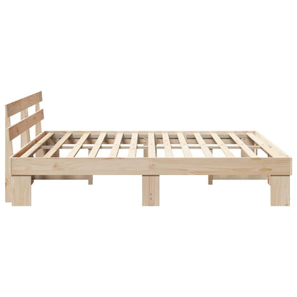 vidaXL Bed Frame with Headboard Natural 200 x 200 cm Solid Pine Wood